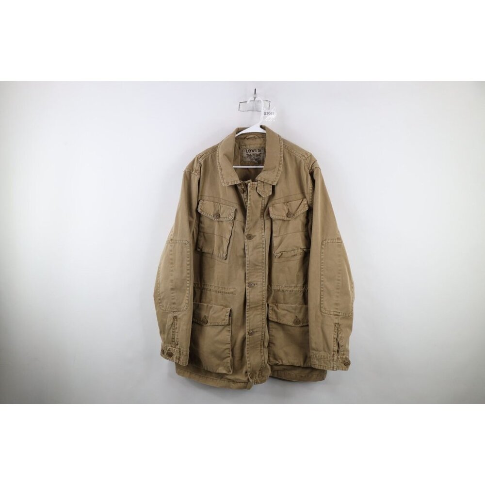 Vintage Y2k Levis Mens 2xl Xxl Faded Pigment Dye Military Field Jacket Brown
